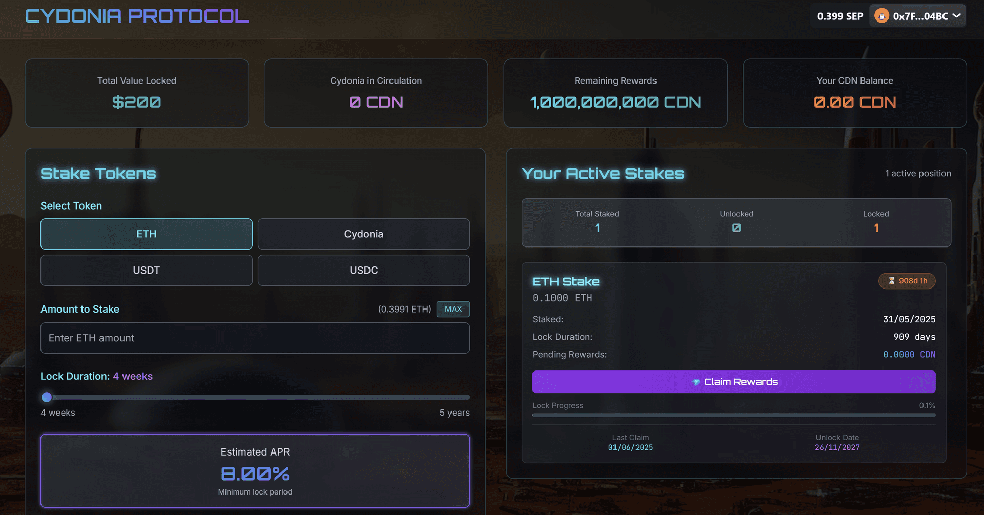 Cydonia Staking Protocol